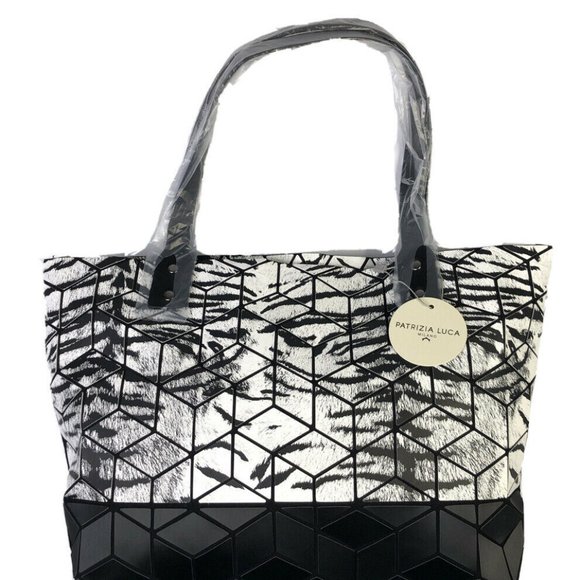 Patrizia Luca Two Tone Zebra Print Geo Tote - Picture 1 of 11